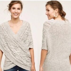 Sleeping on snow cable knit crossover sweater